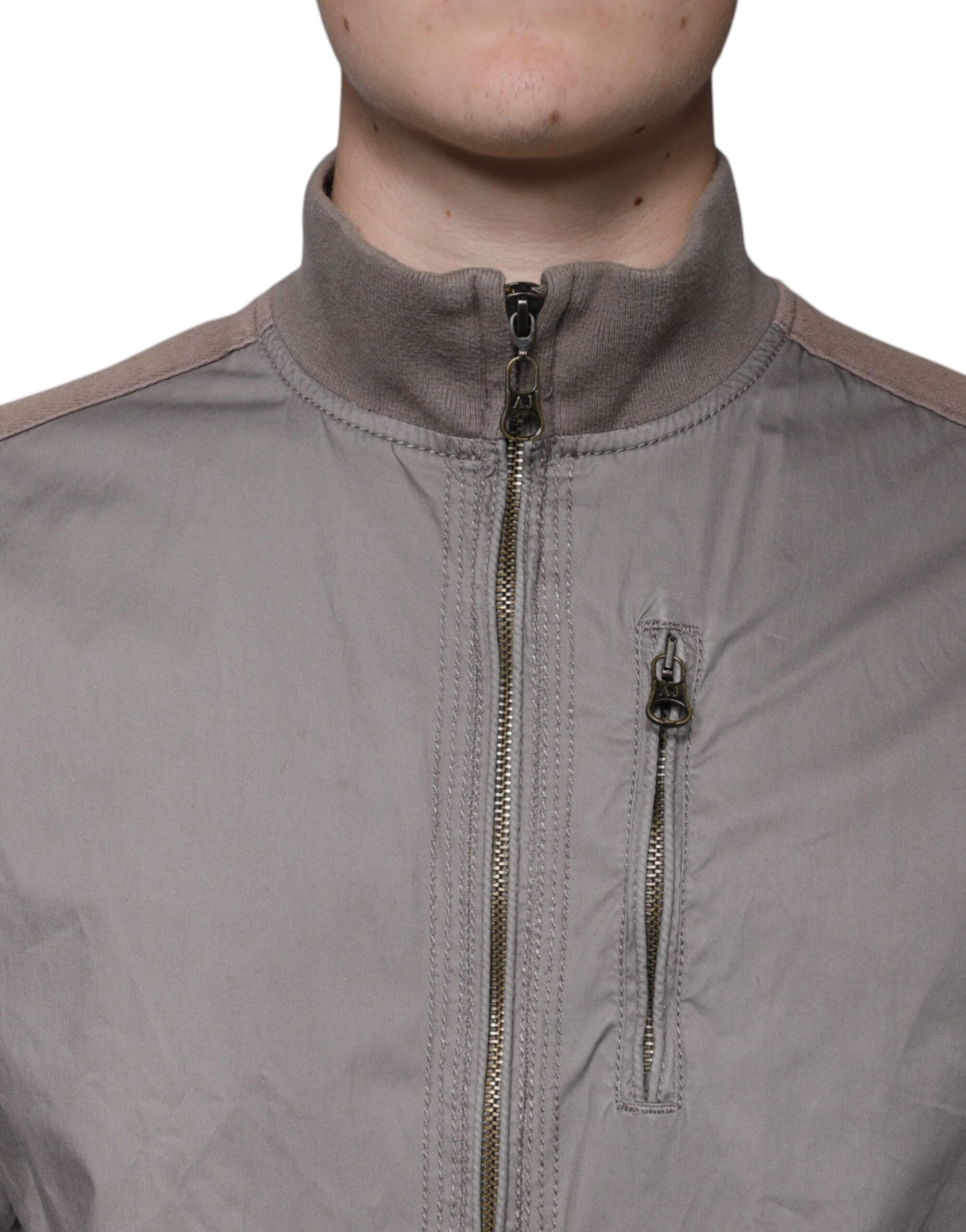 Braune Bomberjacke aus Baumwolle mit durchgehendem Reißverschluss und Logo