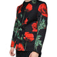 Black Floral Double Breasted Dress Blazer