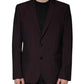 Bordeaux Wool Single Breasted Dress Blazer