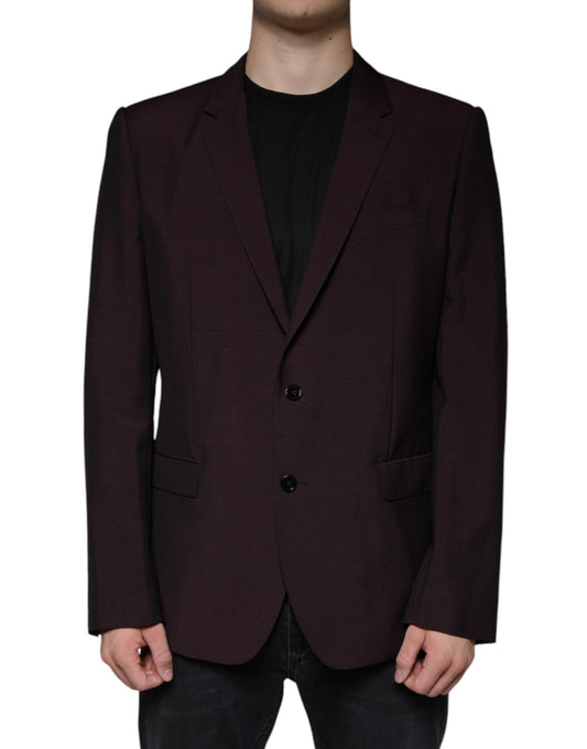 Blazer monopetto in lana bordeaux