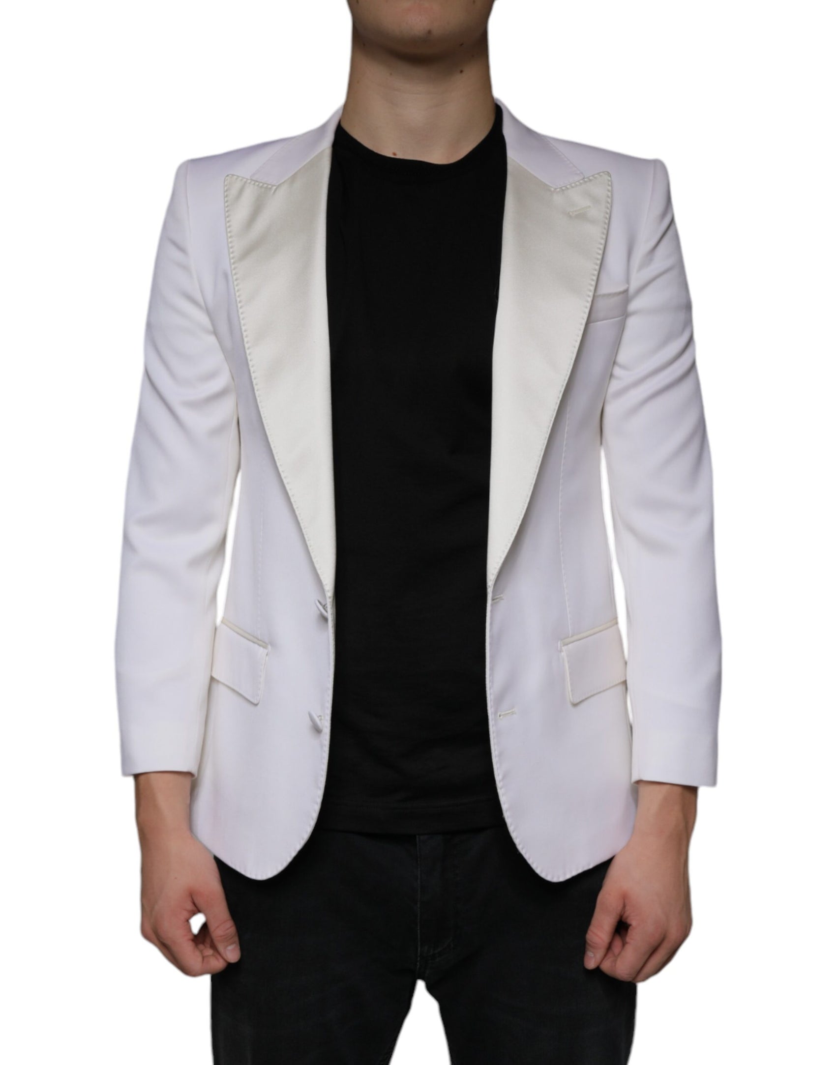 Blazer monopetto in lana bianco sporco