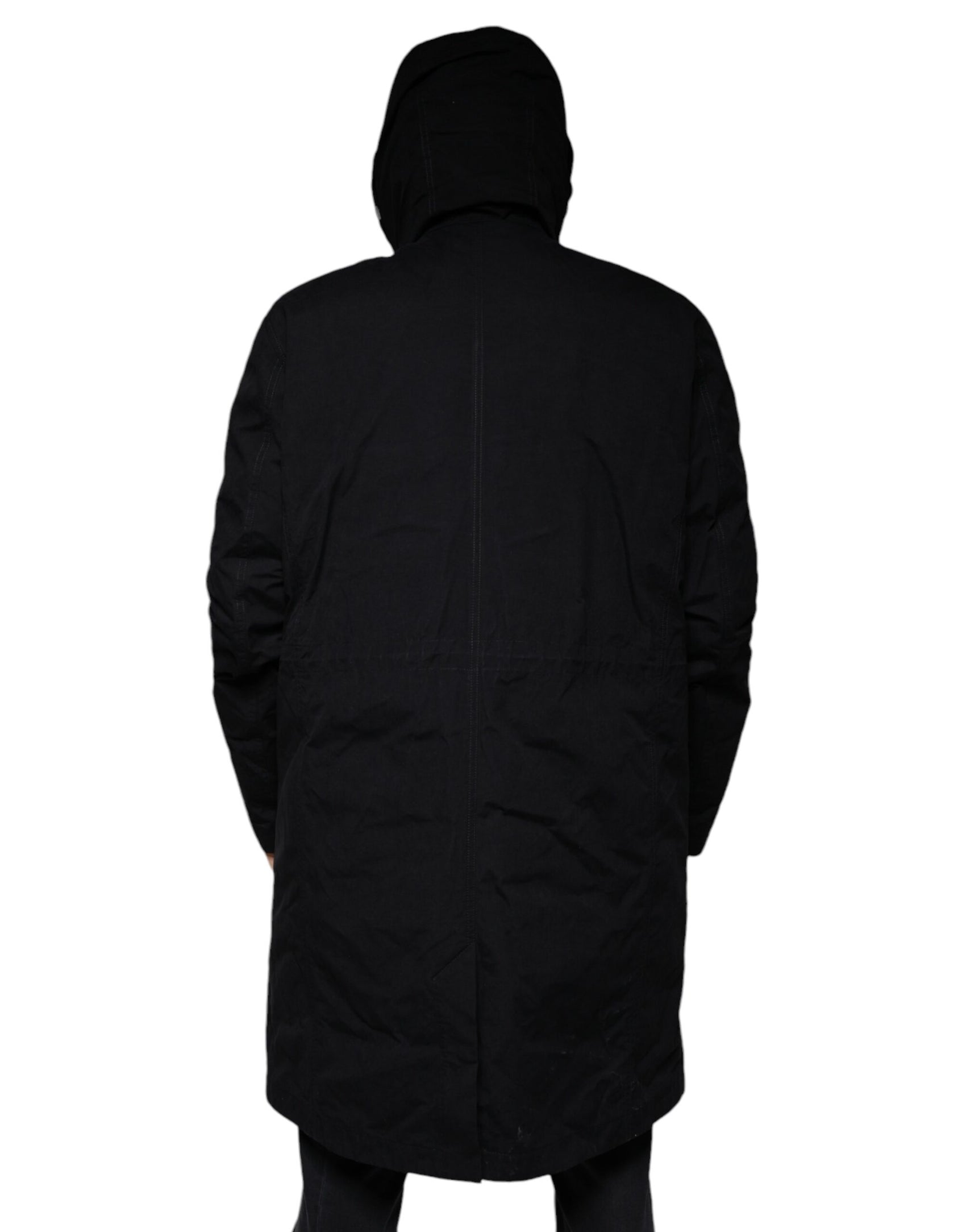 Giacca trench in cotone con cappuccio nero Parka
