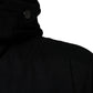 Black Hooded Parka Cotton Trench Coat Jacket