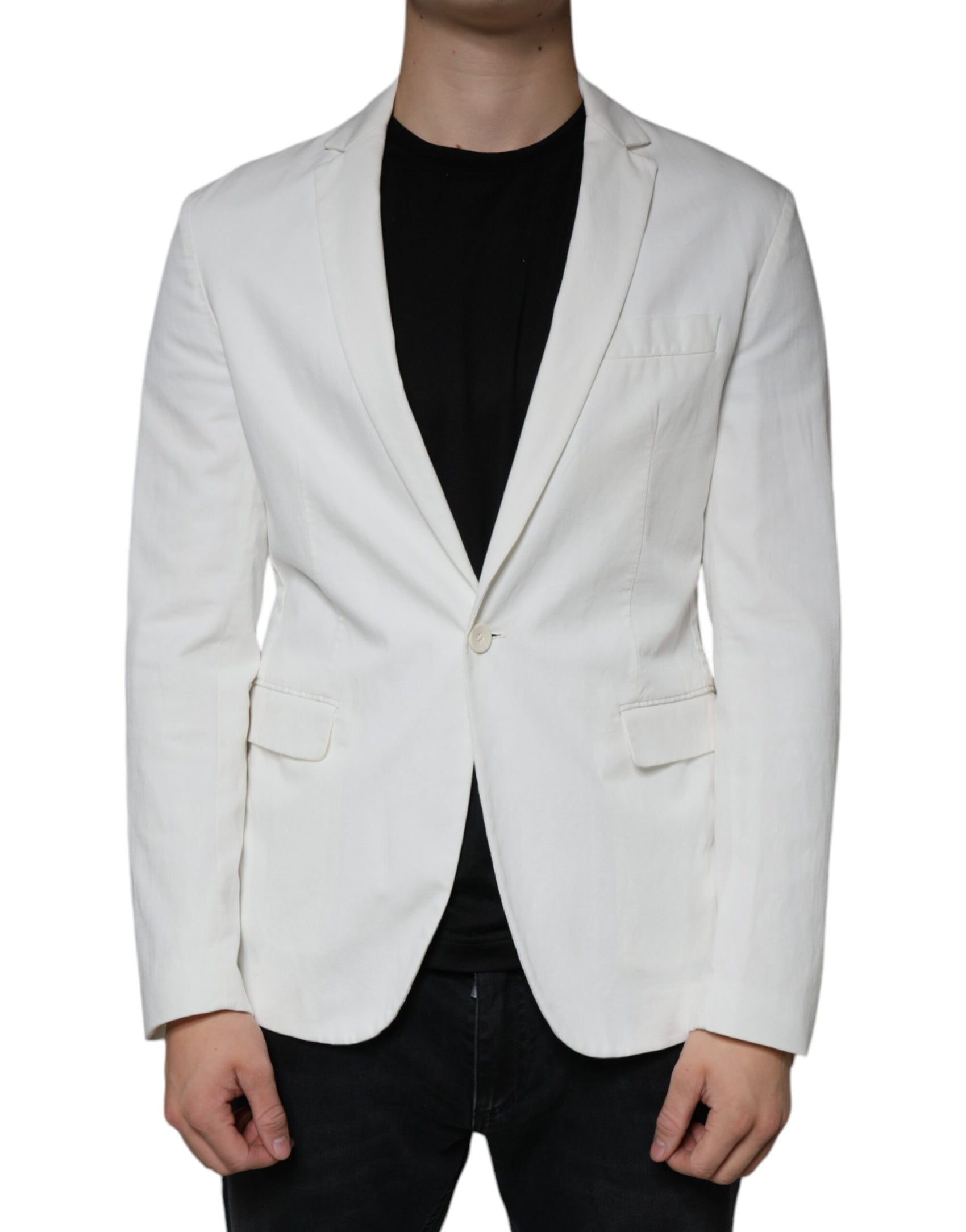 Blazer formale monopetto bianco con un bottone