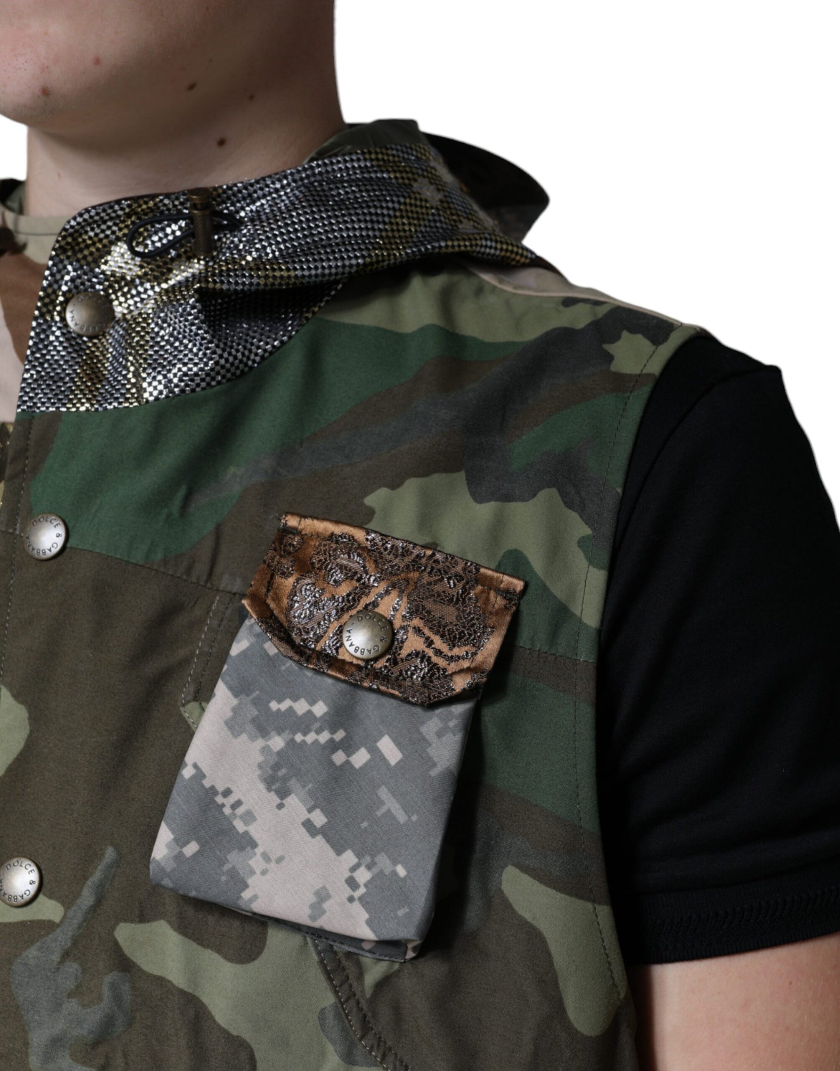 Giacca con cappuccio patchwork multicolore