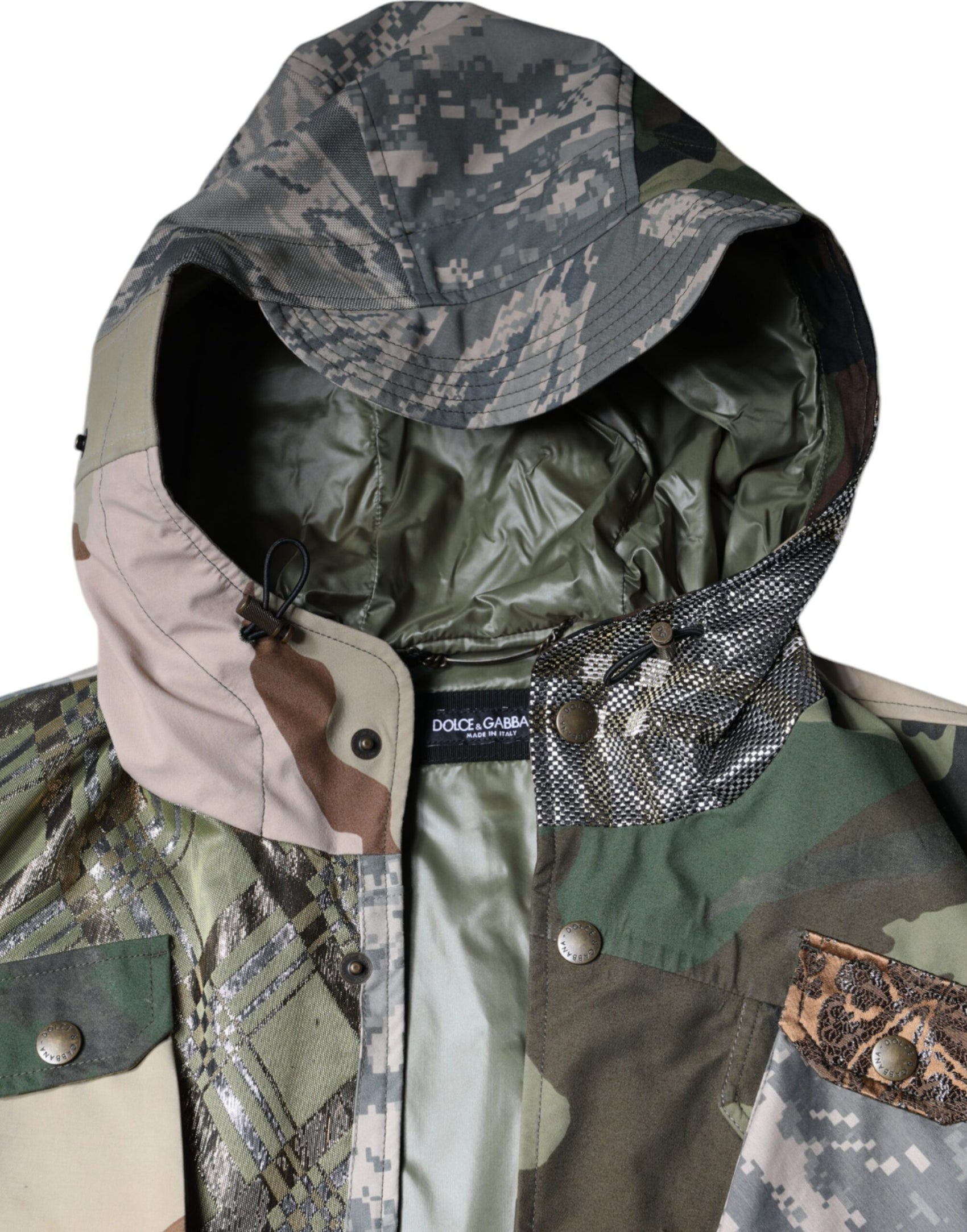 Giacca con cappuccio patchwork multicolore