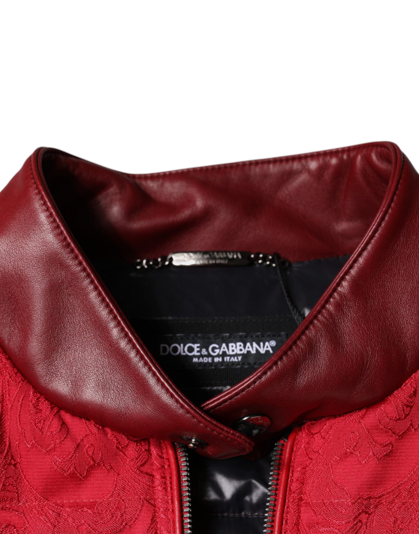 Giacca bomber trapuntata rossa con logo Gold Crown