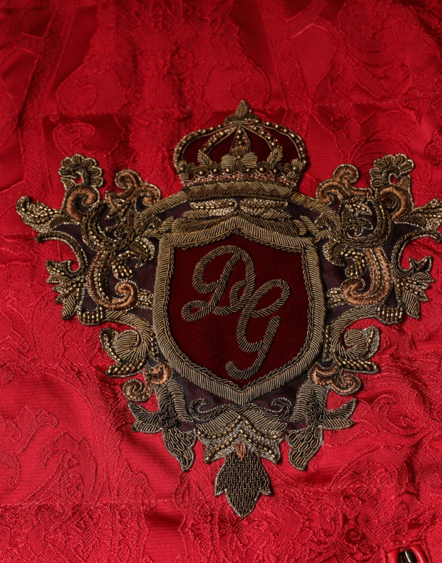Giacca bomber trapuntata rossa con logo Gold Crown