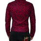 Fuchsia Leopard Button Down Collared Jacket