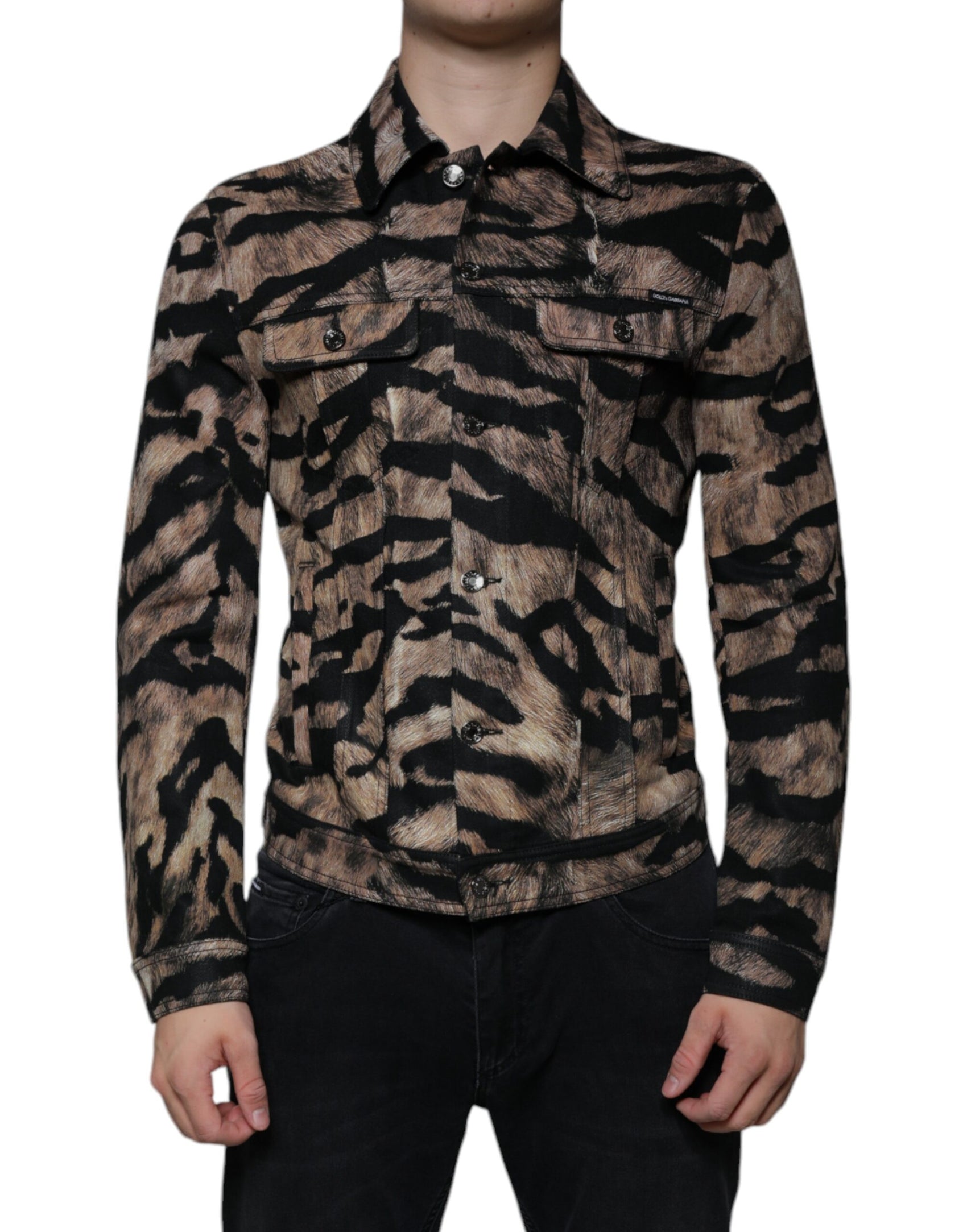 Giacca con colletto abbottonato Brown Tiger