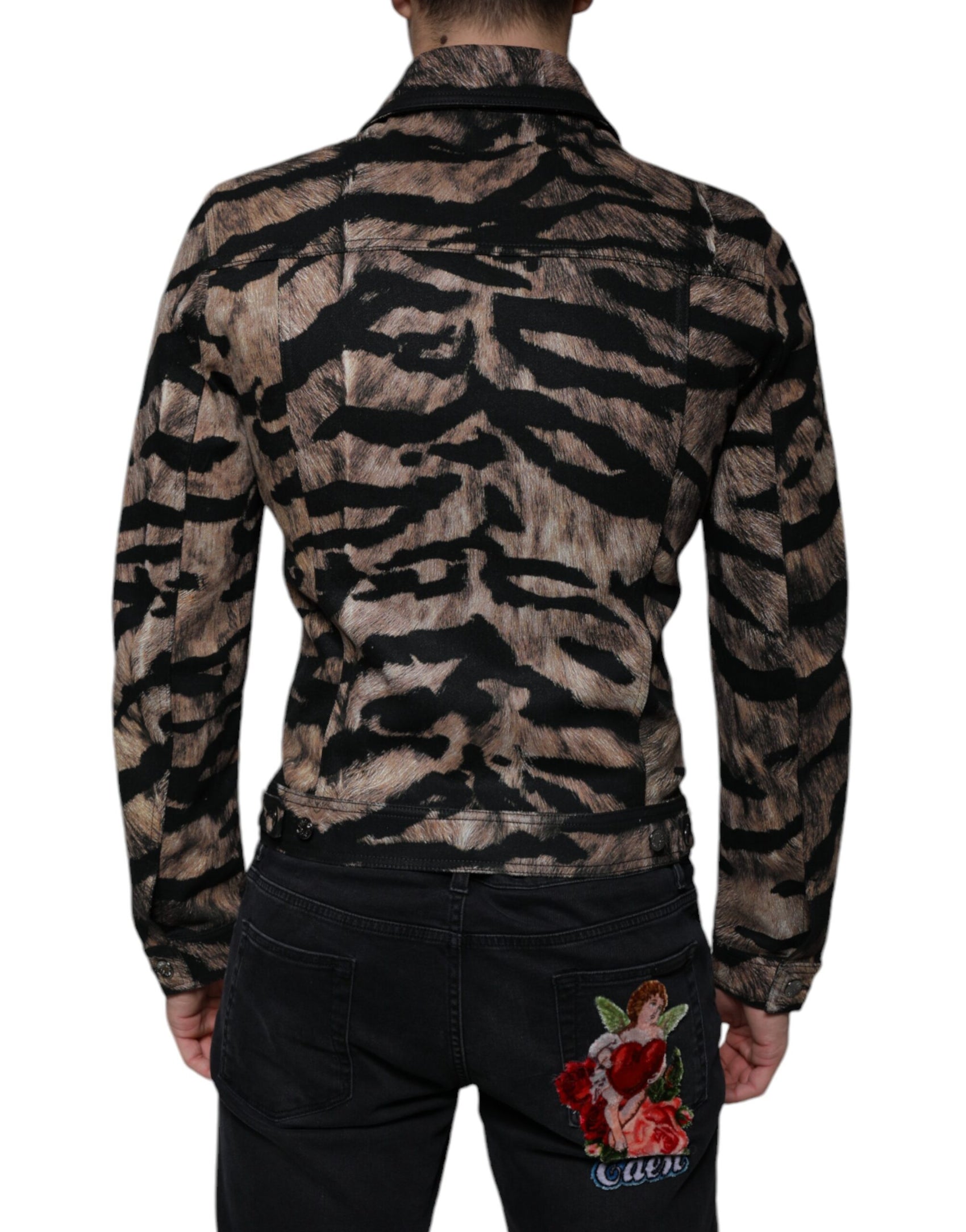 Giacca con colletto abbottonato Brown Tiger