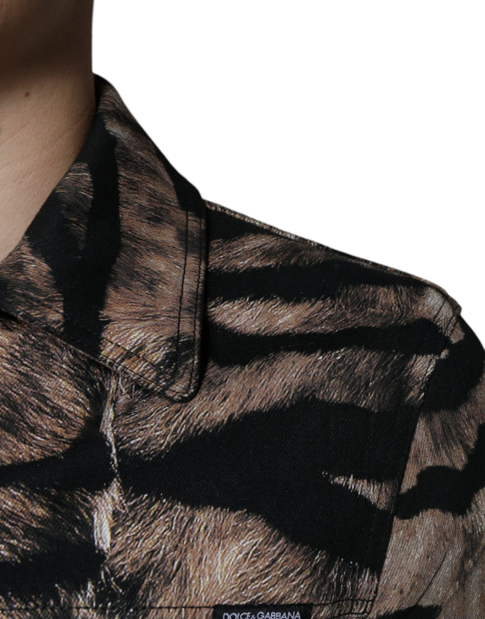Giacca con colletto abbottonato Brown Tiger