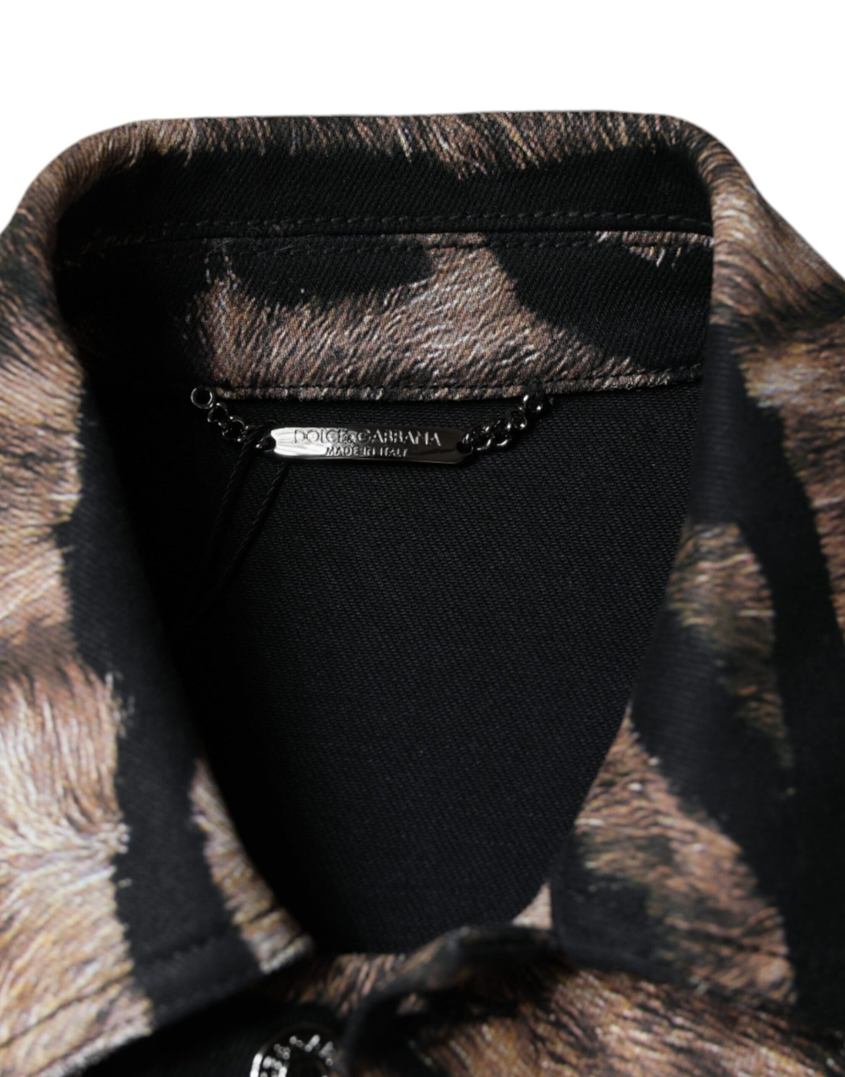 Giacca con colletto abbottonato Brown Tiger