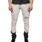Schwarz-weiß bedruckte Skinny-Jeans für Herren