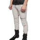 Schwarz-weiß bedruckte Skinny-Jeans für Herren