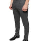Grau karierte Skinny-Hose aus Wolle im Tartan-Stil