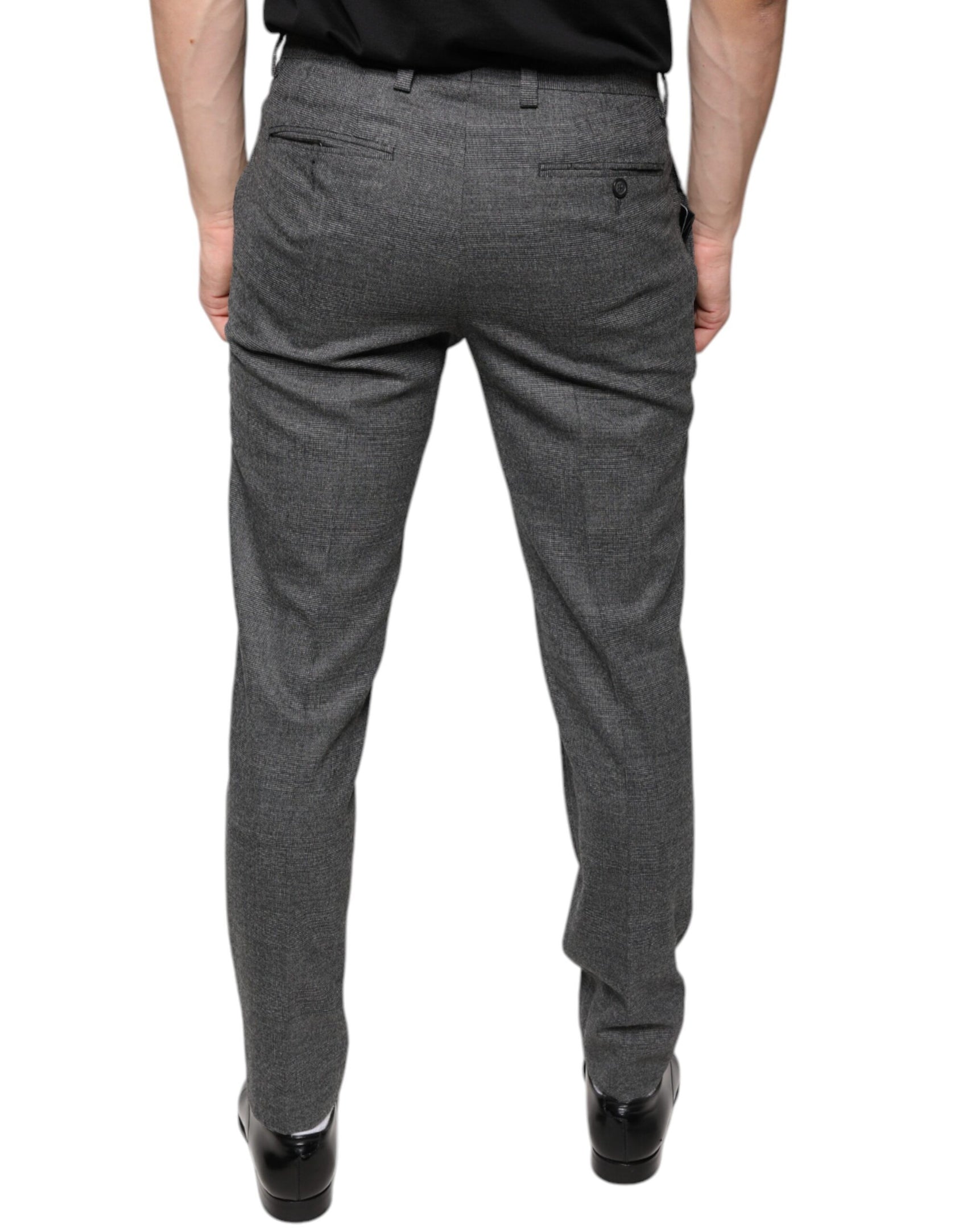 Grau karierte Skinny-Hose aus Wolle im Tartan-Stil