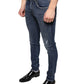 Dunkelblaue Skinny-Jeans aus verwaschener Baumwolle