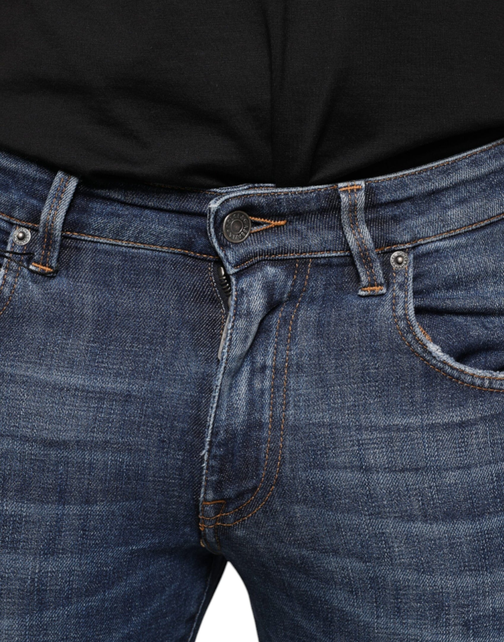 Dunkelblaue Skinny-Jeans aus verwaschener Baumwolle