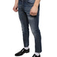 Dunkelblaue Skinny-Jeans aus verwaschener Baumwolle