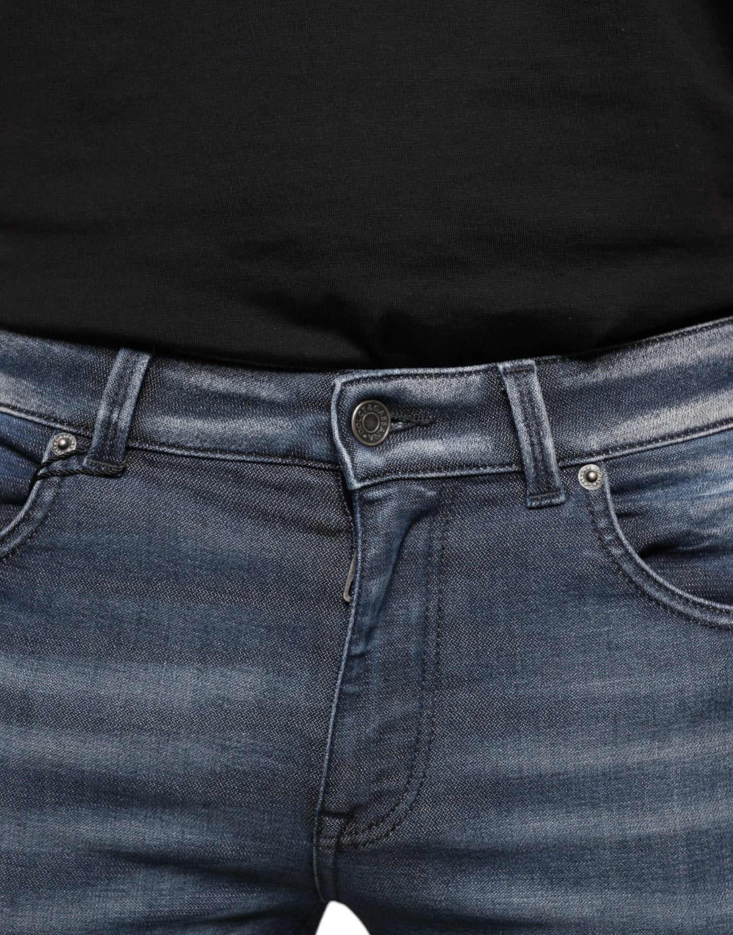 Dunkelblaue Skinny-Jeans aus verwaschener Baumwolle