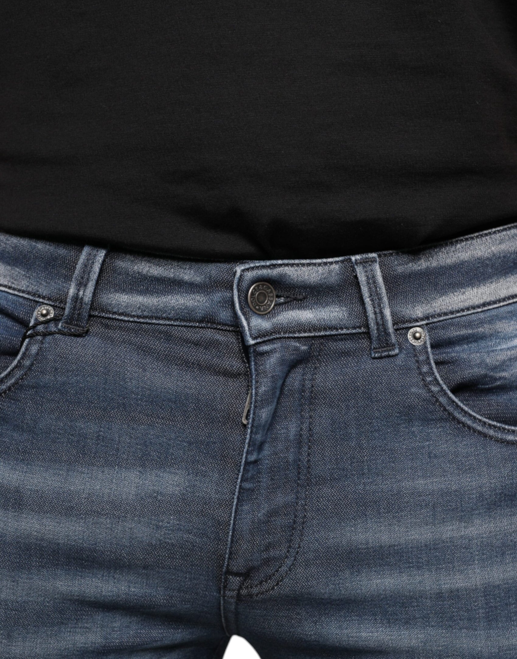 Dunkelblaue Skinny-Jeans aus verwaschener Baumwolle