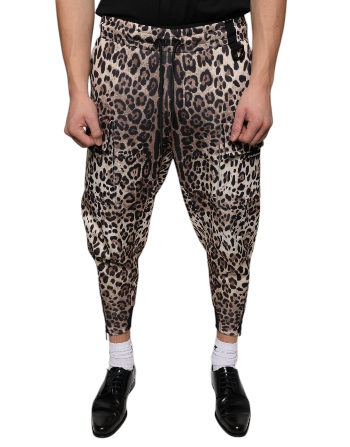 Braune Jogginghose aus Polyester mit Leopardenmuster