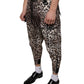 Braune Jogginghose aus Polyester mit Leopardenmuster