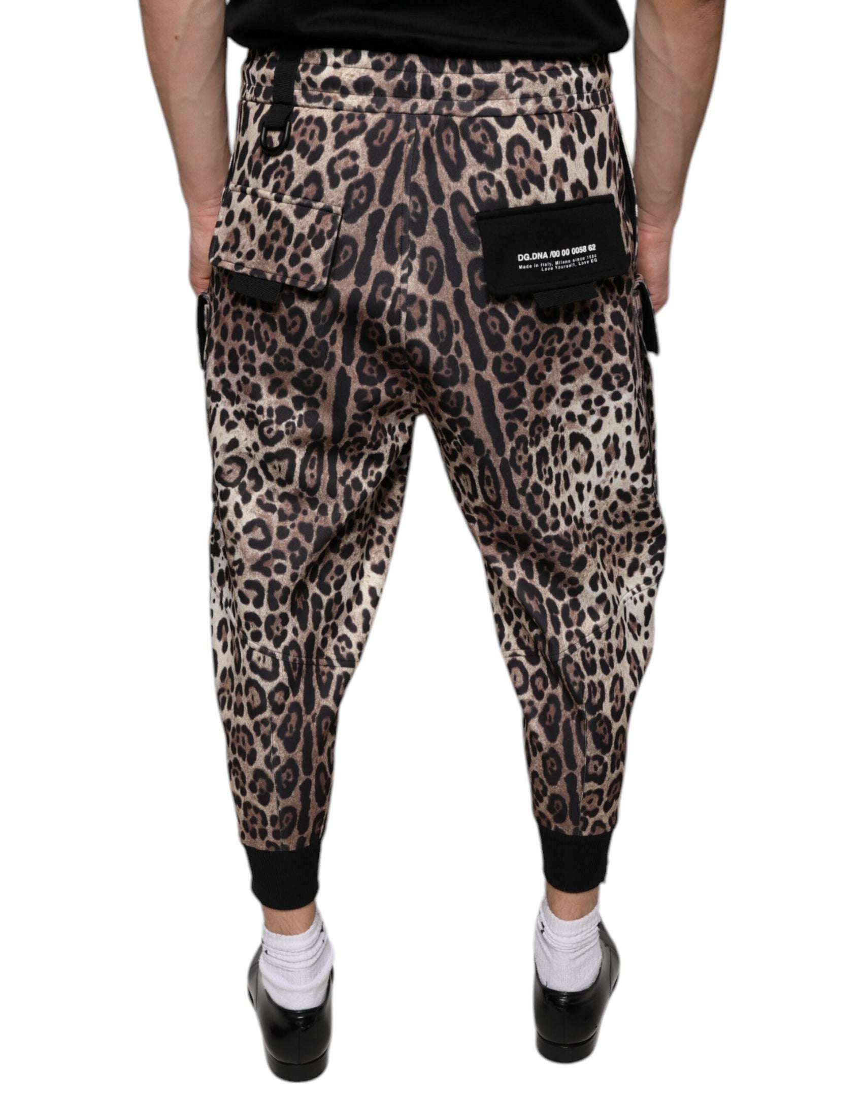 Braune Jogginghose aus Polyester mit Leopardenmuster