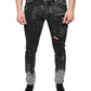 Schwarze Skinny-Jeans aus Baumwolle mit Verzierung