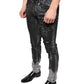 Schwarze Skinny-Jeans aus Baumwolle mit Verzierung