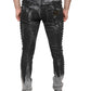 Schwarze Skinny-Jeans aus Baumwolle mit Verzierung