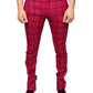Rosa karierte Skinny-Hose aus Wolle