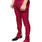 Rosa karierte Skinny-Hose aus Wolle