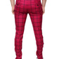 Rosa karierte Skinny-Hose aus Wolle