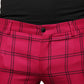 Rosa karierte Skinny-Hose aus Wolle
