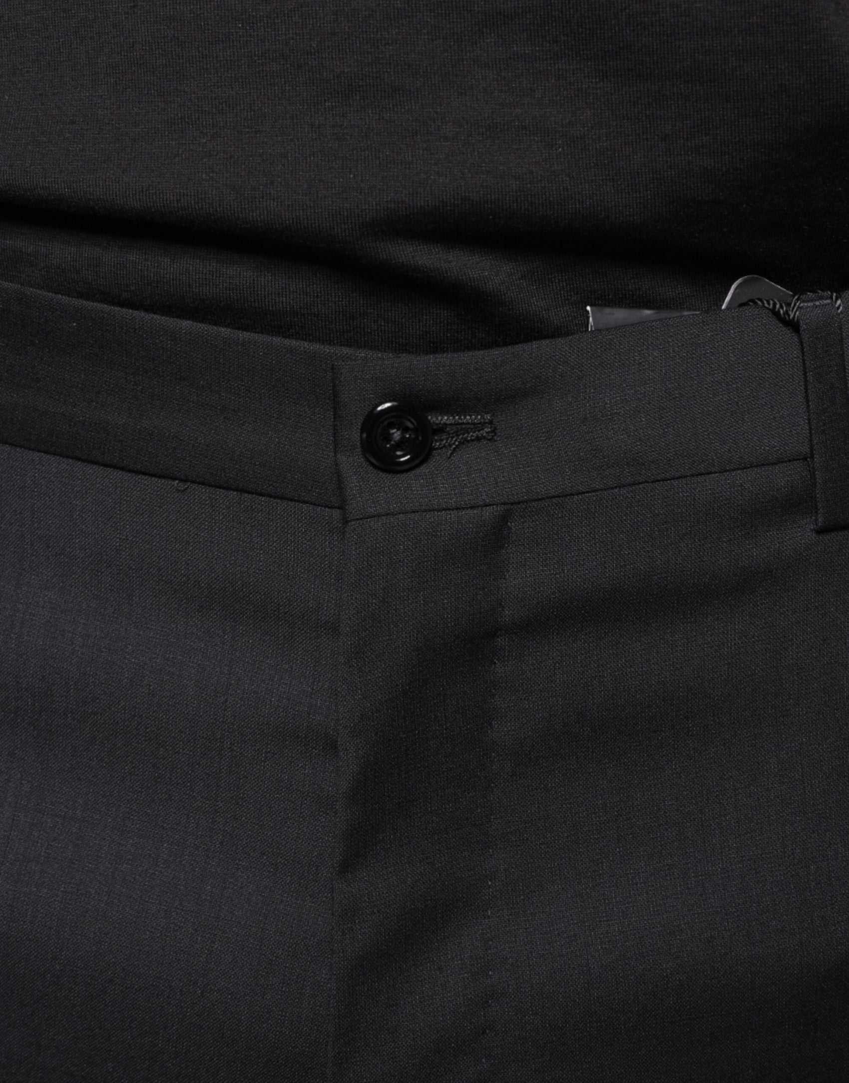Schwarze, enge Anzughose aus Wolle für Herren