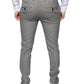 Grau karierte Skinny-Hose aus Wolle im Tartan-Stil