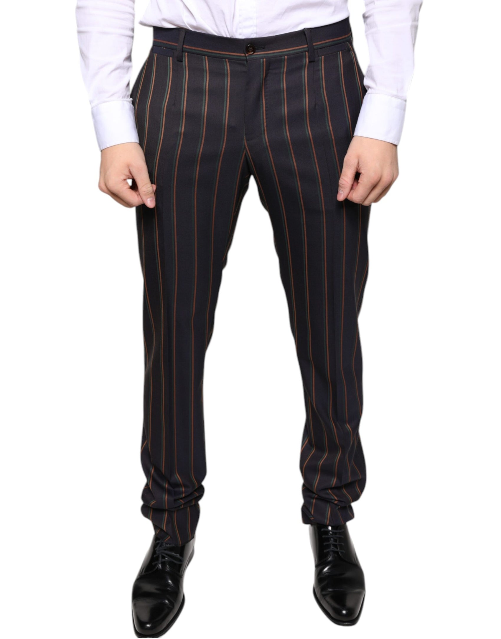 Braune Streifen Skinny Herren Anzughose