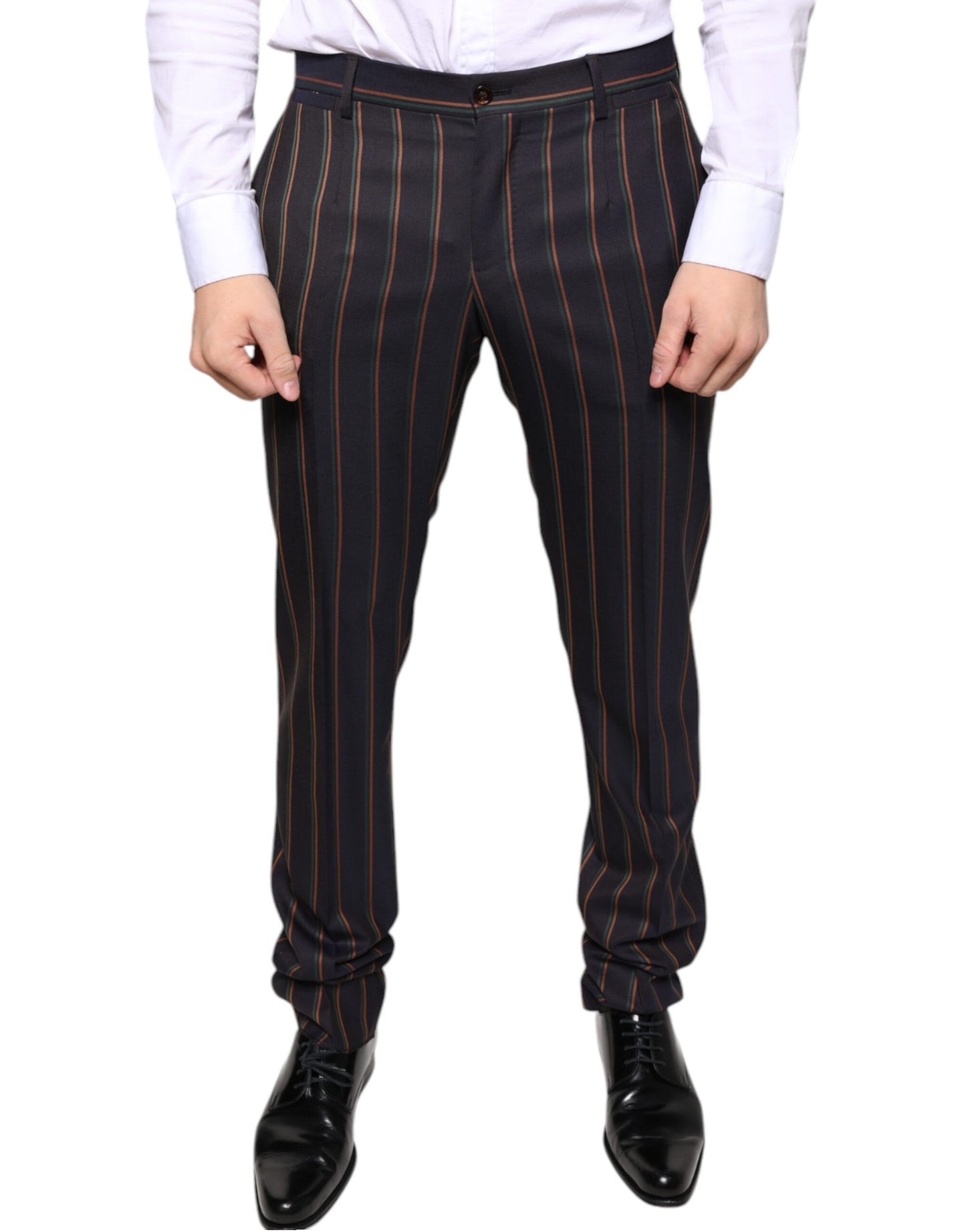 Braune Streifen Skinny Herren Anzughose