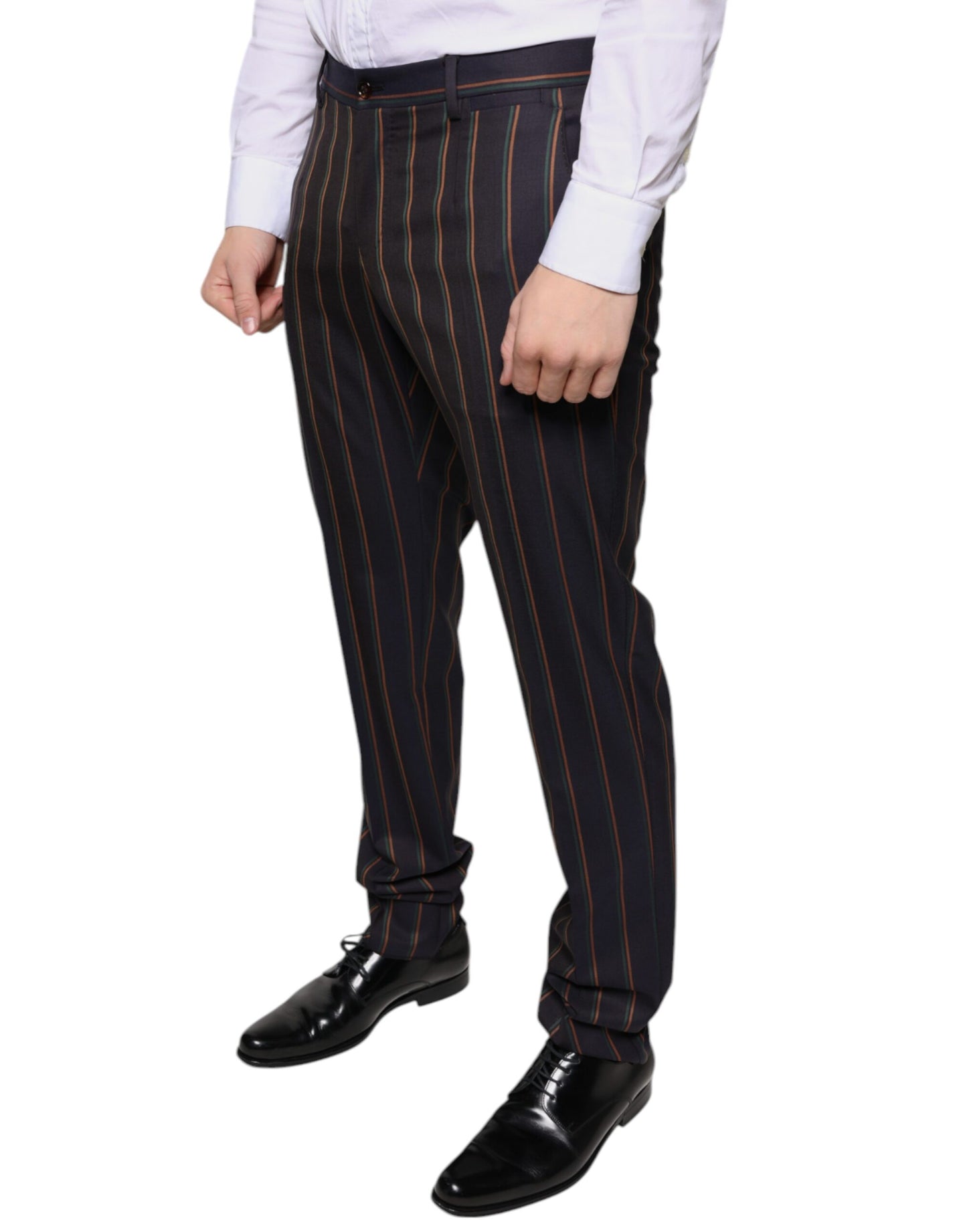 Braune Streifen Skinny Herren Anzughose