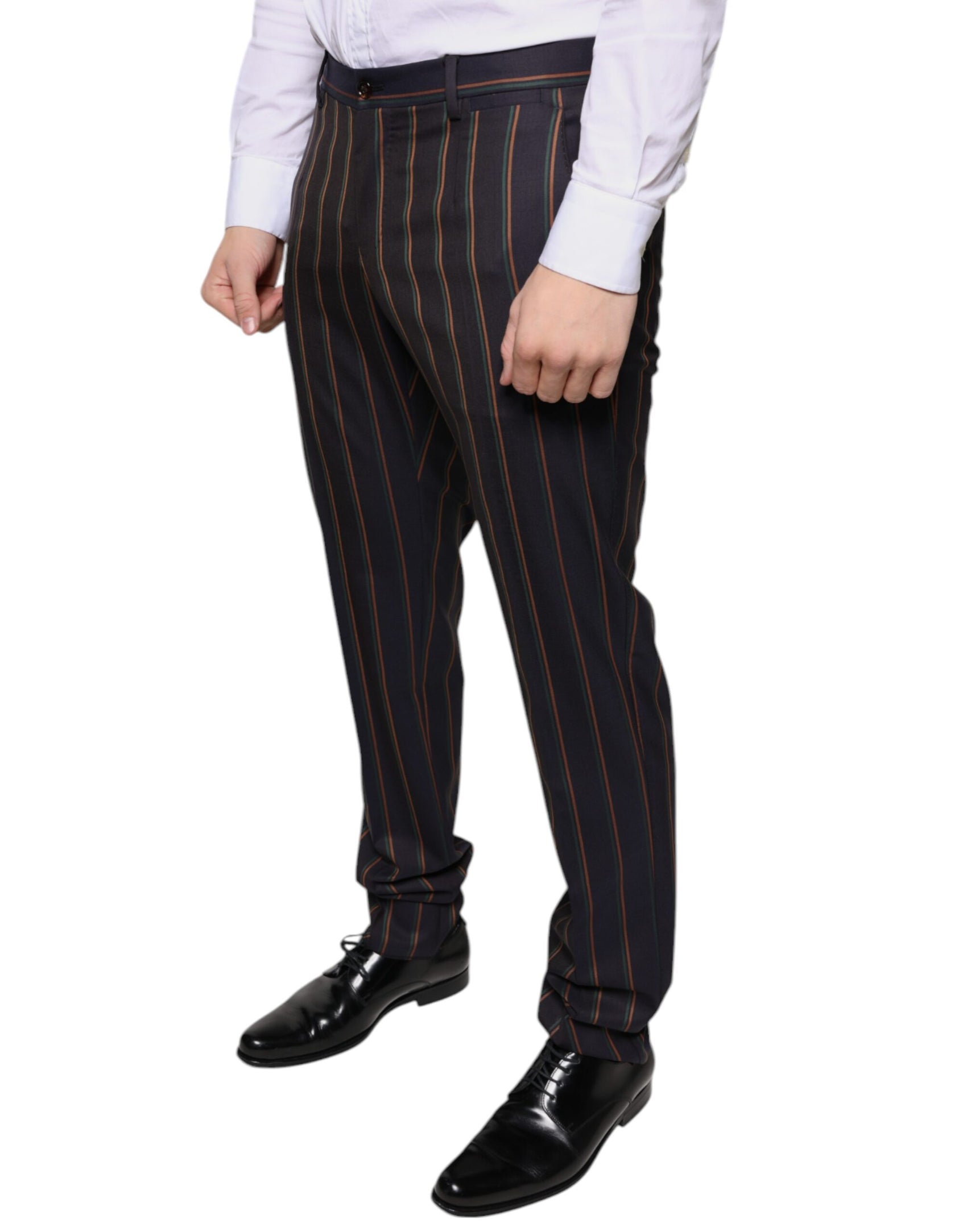 Braune Streifen Skinny Herren Anzughose