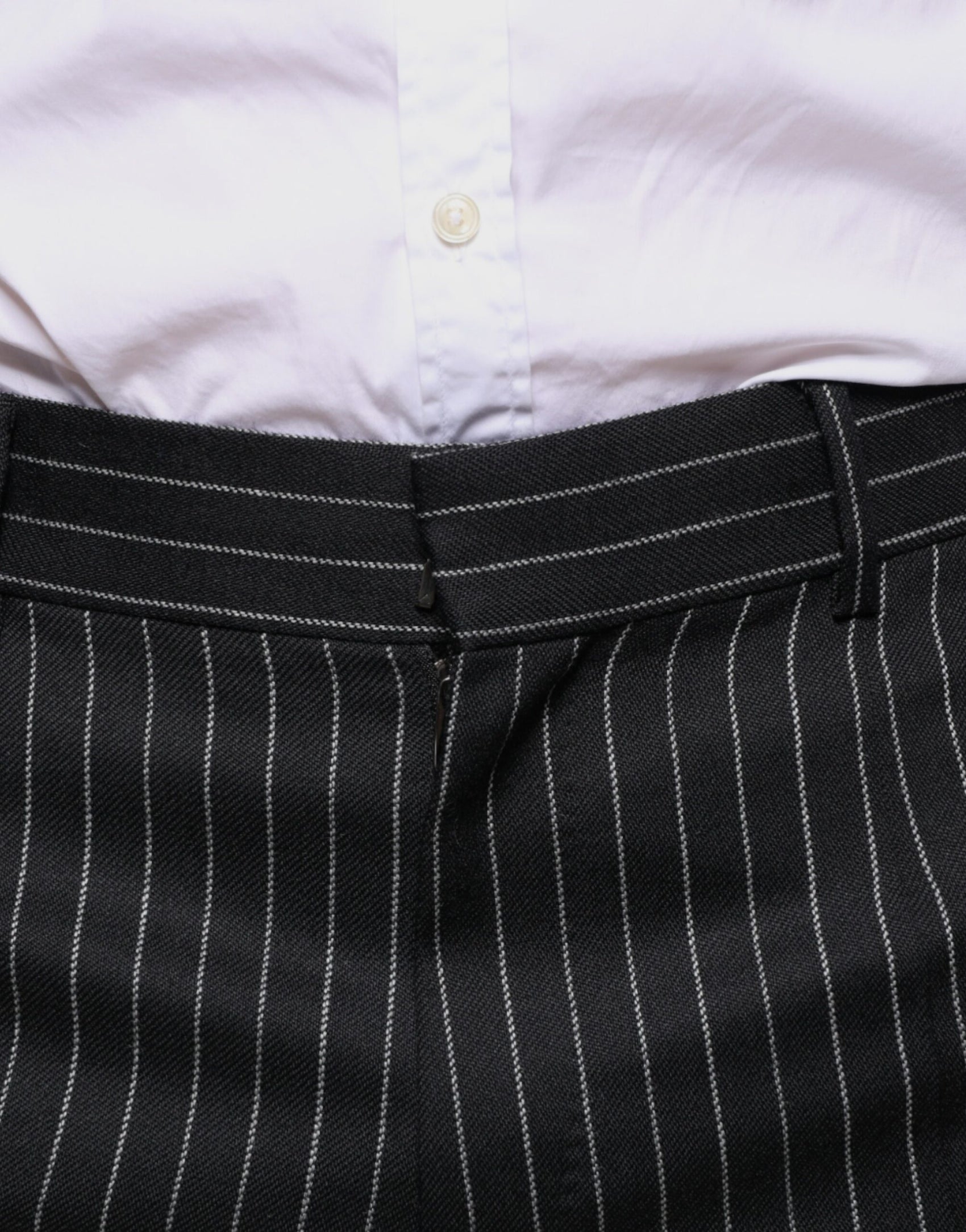 Schwarze, gestreifte Skinny-Anzughose für Herren
