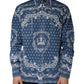 Blau-weißes Freizeithemd aus Baumwolle mit Bandana-Print
