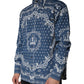 Blau-weißes Freizeithemd aus Baumwolle mit Bandana-Print