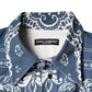 Blau-weißes Freizeithemd aus Baumwolle mit Bandana-Print