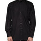 Schwarzes Button-Down-Freizeithemd aus Baumwolle für Herren