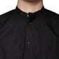 Schwarzes Button-Down-Freizeithemd aus Baumwolle für Herren