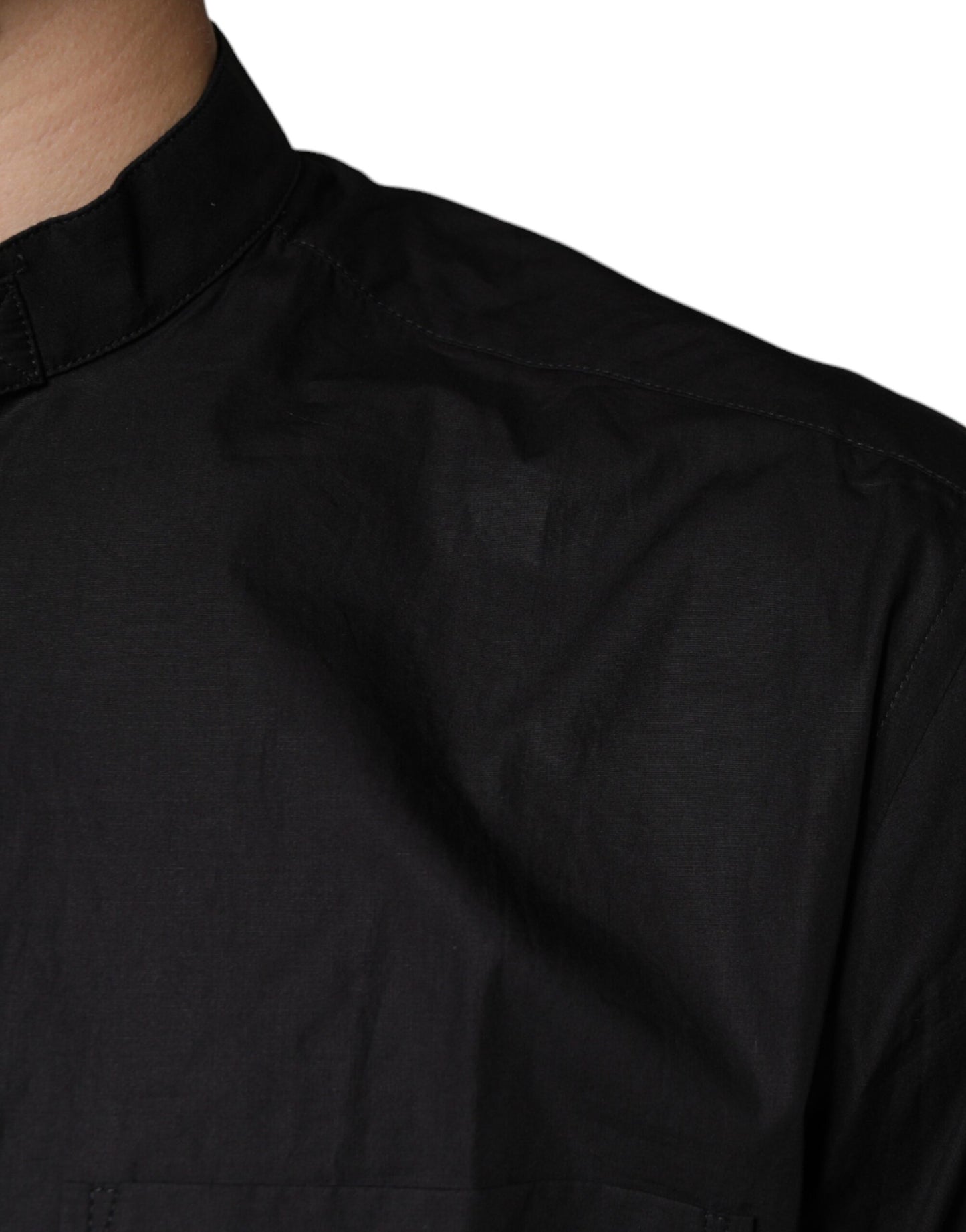 Schwarzes Button-Down-Freizeithemd aus Baumwolle für Herren