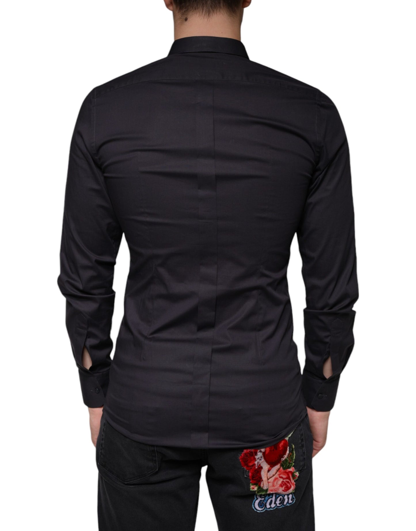 Schwarzes Baumwoll-Stretch-Kleid GOLD Formelles Hemd